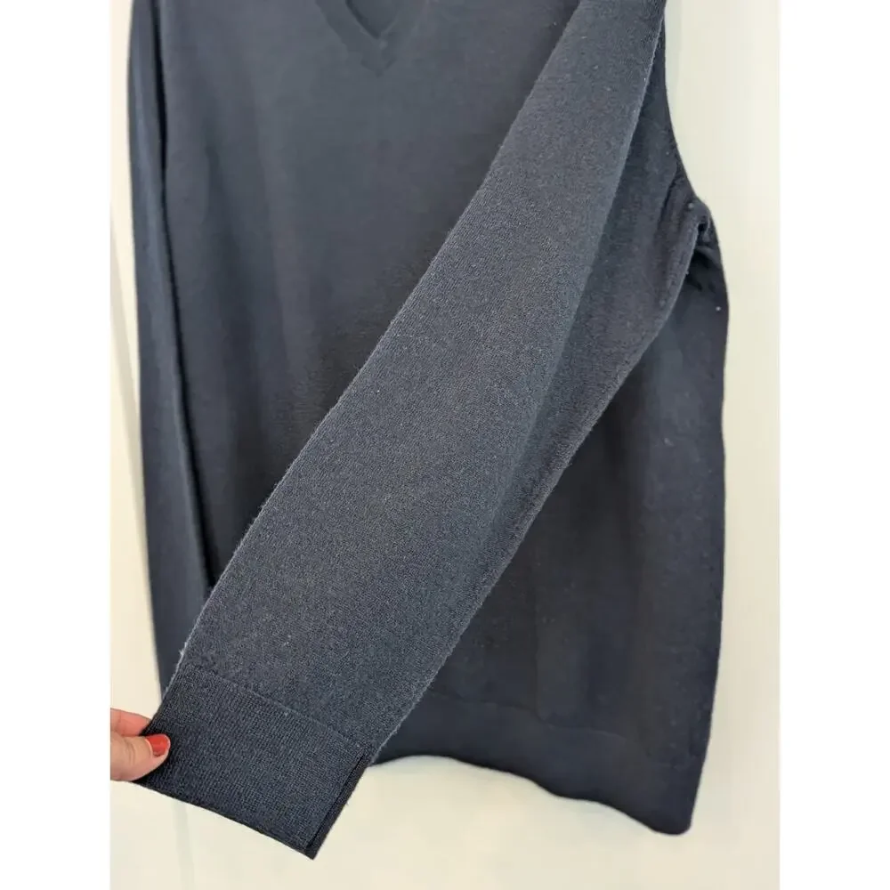 Banana Republic Men's 2XL Navy Blue Merino Wool V-Neck Sweater Pullover EUC